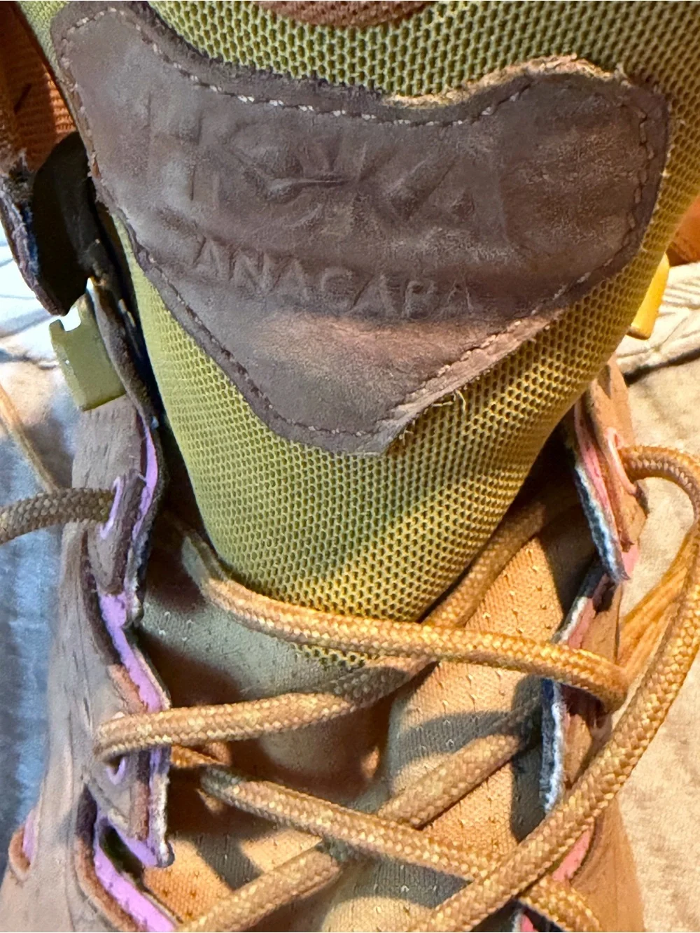 Hoka Women’s Sneakers in Pink and Tan with White Sole